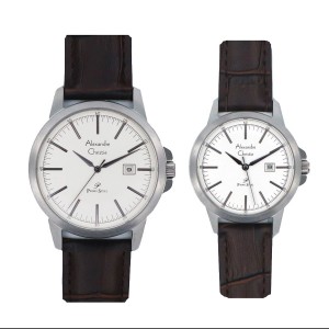 Alexandre Christie AC 1008 Silver White Leather Tick Couple